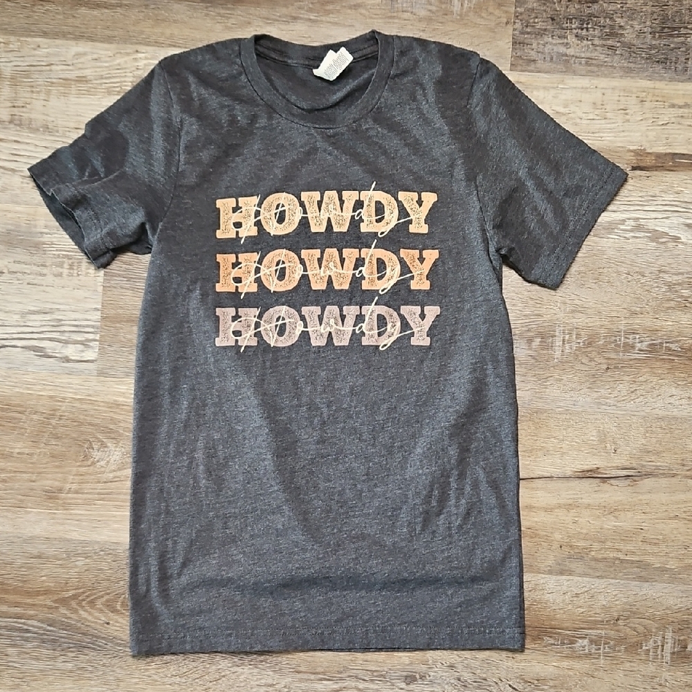 Gray Kids' T-Shirt with 'Howdy' Print